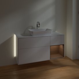Тумба под раковину Villeroy & Boch Finion 120х50,1 см с подсветкой МДФ глянцевый белый лак/стекло белое матовое G831GNGF
