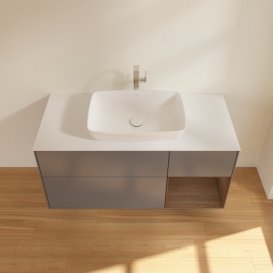 Тумба под раковину Villeroy & Boch Finion 120х50,1 см с подсветкой МДФ антрацит матовый лак/стекло белое матовое G831GNGK