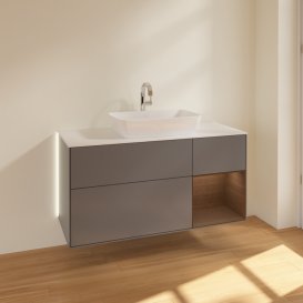 Тумба под раковину Villeroy & Boch Finion 120х50,1 см с подсветкой МДФ антрацит матовый лак/стекло белое матовое G831GNGK