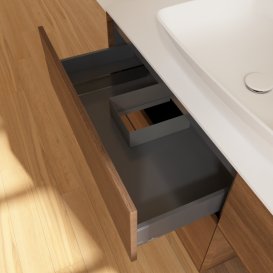 Тумба под раковину Villeroy & Boch Finion 120х50,1 см с подсветкой МДФ шпон грецкого ореха/стекло белое матовое G831GNGN