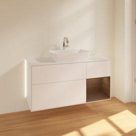 Тумба под раковину Villeroy & Boch Finion 120х50,1 см с подсветкой МДФ белый матовый лак/стекло белое матовое G831GNMT