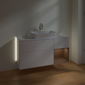 Тумба под раковину Villeroy & Boch Finion 120х50,1 см с подсветкой МДФ белый матовый лак/стекло белое матовое G831GNMT