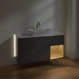Тумба під раковину Villeroy & Boch Finion 120х50,1 см із підсвічуванням МДФ антрацит матовий лак/скло біле матове G831HFGK