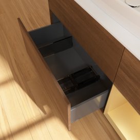 Тумба под раковину Villeroy & Boch Finion 120х50,1 см с подсветкой МДФ шпон грецкого ореха/стекло белое матовое G831HFGN