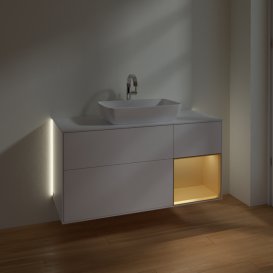 Тумба під раковину Villeroy & Boch Finion 120х50,1 см із підсвічуванням МДФ білий матовий лак/скло біле матове G831HFMT