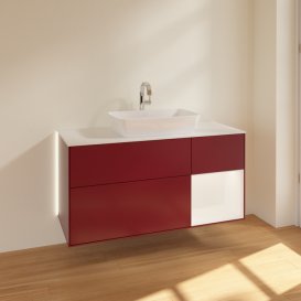 Тумба под раковину Villeroy & Boch Finion 120х50,1 см с подсветкой МДФ пион матовый лак/стекло белое матовое G831MTHB