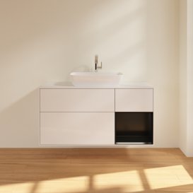 Тумба під раковину Villeroy & Boch Finion 120х50,1 см із підсвічуванням МДФ білий глянцевий лак/скло біле матове G831PDGF