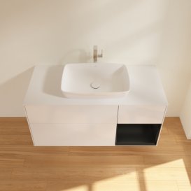 Тумба під раковину Villeroy & Boch Finion 120х50,1 см із підсвічуванням МДФ білий глянцевий лак/скло біле матове G831PDGF