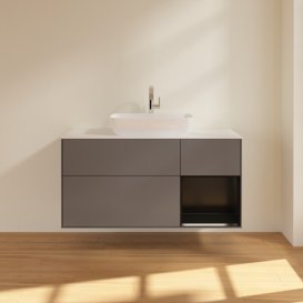 Тумба под раковину Villeroy & Boch Finion 120х50,1 см с подсветкой МДФ антрацит матовый лак/стекло белое матовое G831PDGK