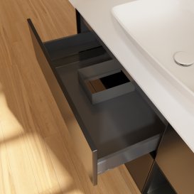 Тумба под раковину Villeroy & Boch Finion 120х50,1 см с подсветкой МДФ черный матовый лак/стекло белое матовое G831PDPD