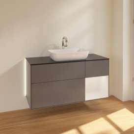 Тумба под раковину Villeroy & Boch Finion 120х50,1 см с подсветкой МДФ антрацит матовый лак/стекло черное матовое G832GFGK