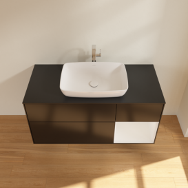 Тумба под раковину Villeroy & Boch Finion 120х50,1 см с подсветкой МДФ черный матовый лак/стекло черное матовое G832GFPD