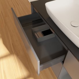 Тумба під раковину Villeroy & Boch Finion 120х50,1 см із підсвічуванням МДФ антрацит матовий лак/скло чорне матове G832GKGK