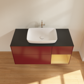 Тумба под раковину Villeroy & Boch Finion 120х50,1 см с подсветкой МДФ пион матовый лак/стекло черное матовое G832HFHB