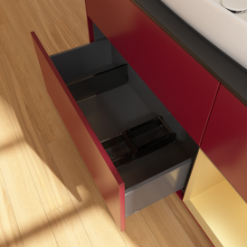 Тумба под раковину Villeroy & Boch Finion 120х50,1 см с подсветкой МДФ пион матовый лак/стекло черное матовое G832HFHB