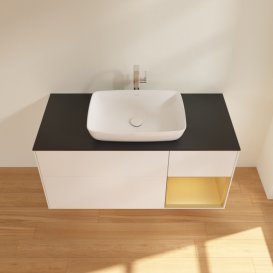 Тумба под раковину Villeroy & Boch Finion 120х50,1 см с подсветкой МДФ белый матовый лак/стекло черное матовое G832HFMT