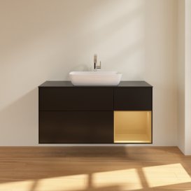 Тумба под раковину Villeroy & Boch Finion 120х50,1 см с подсветкой МДФ черный матовый лак/стекло черное матовое G832HFPD