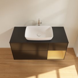 Тумба под раковину Villeroy & Boch Finion 120х50,1 см с подсветкой МДФ черный матовый лак/стекло черное матовое G832HFPD