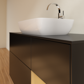 Тумба под раковину Villeroy & Boch Finion 120х50,1 см с подсветкой МДФ черный матовый лак/стекло черное матовое G832HFPD