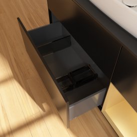 Тумба под раковину Villeroy & Boch Finion 120х50,1 см с подсветкой МДФ черный матовый лак/стекло черное матовое G832HFPD