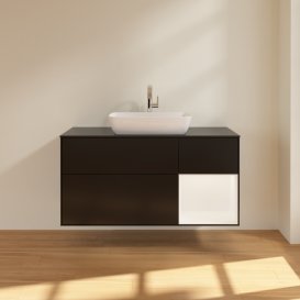 Тумба под раковину Villeroy & Boch Finion 120х50,1 см с подсветкой МДФ черный матовый лак/стекло черное матовое G832MTPD