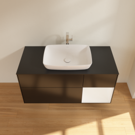 Тумба под раковину Villeroy & Boch Finion 120х50,1 см с подсветкой МДФ черный матовый лак/стекло черное матовое G832MTPD