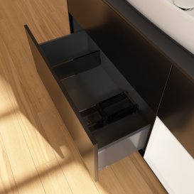 Тумба под раковину Villeroy & Boch Finion 120х50,1 см с подсветкой МДФ черный матовый лак/стекло черное матовое G832MTPD