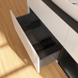 Тумба под раковину Villeroy & Boch Finion 120х50,1 см с подсветкой МДФ глянцевый белый лак/стекло черное матовое G832PDGF