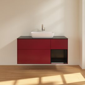 Тумба під раковину Villeroy & Boch Finion 120х50,1 см із підсвічуванням МДФ півонія матовий лак/скло чорне матове G832PDHB