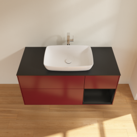 Тумба під раковину Villeroy & Boch Finion 120х50,1 см із підсвічуванням МДФ півонія матовий лак/скло чорне матове G832PDHB