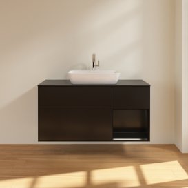 Тумба під раковину Villeroy & Boch Finion 120х50,1 см із підсвічуванням МДФ чорний матовий лак/скло чорне матове G832PDPD