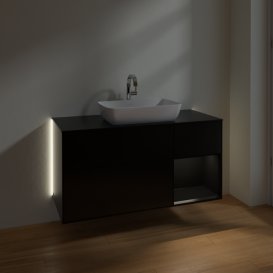 Тумба під раковину Villeroy & Boch Finion 120х50,1 см із підсвічуванням МДФ чорний матовий лак/скло чорне матове G832PDPD