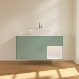 Тумба под раковину Villeroy & Boch Finion 120х50,1 см с подсветкой МДФ оливковый матовый лак/стекло белое матовое G831GFGM