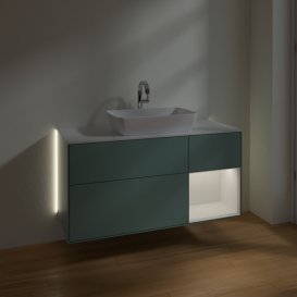 Тумба под раковину Villeroy & Boch Finion 120х50,1 см с подсветкой МДФ оливковый матовый лак/стекло белое матовое G831GFGM