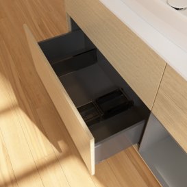 Тумба під раковину Villeroy & Boch Finion 120х50,1 см із підсвічуванням МДФ шпон дуба/скло біле матове G831GKPC