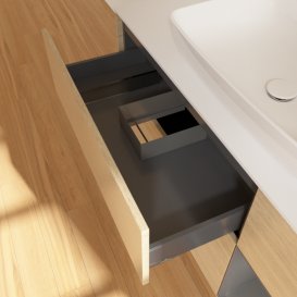 Тумба під раковину Villeroy & Boch Finion 120х50,1 см із підсвічуванням МДФ шпон дуба/скло біле матове G831GKPC