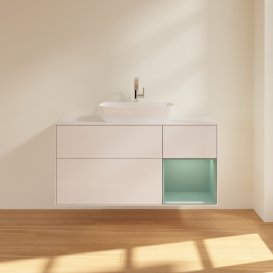 Тумба під раковину Villeroy & Boch Finion 120х50,1 см з підсвіткою МДФ білий глянцевий лак/скло біле матове G831GMGF