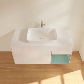 Тумба під раковину Villeroy & Boch Finion 120х50,1 см з підсвіткою МДФ білий глянцевий лак/скло біле матове G831GMGF