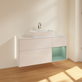 Тумба під раковину Villeroy & Boch Finion 120х50,1 см з підсвіткою МДФ білий глянцевий лак/скло біле матове G831GMGF