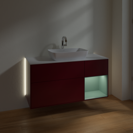 Тумба під раковину Villeroy & Boch Finion 120х50,1 см із підсвічуванням МДФ півонія матовий лак/скло біле матове G831GMHB