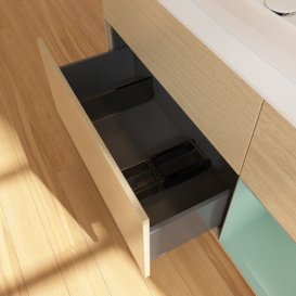 Тумба під раковину Villeroy & Boch Finion 120х50,1 см із підсвічуванням МДФ шпон дуба/скло біле матове G831GMPC