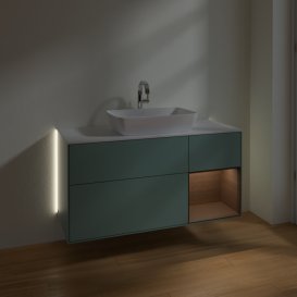 Тумба под раковину Villeroy & Boch Finion 120х50,1 см с подсветкой МДФ оливковый матовый лак/стекло белое матовое G831GNGM