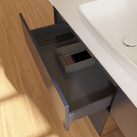 Тумба под раковину Villeroy & Boch Finion 120х50,1 см с подсветкой МДФ темно-синий матовый лак/стекло белое матовое G831GNHG