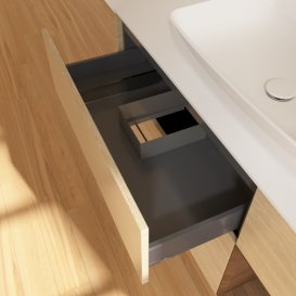 Тумба под раковину Villeroy & Boch Finion 120х50,1 см с подсветкой МДФ шпон дуба/стекло белое матовое G831GNPC