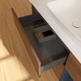 Тумба під раковину Villeroy & Boch Finion 120х50,1 см із підсвічуванням МДФ шпон волоського горіха/скло біле матове G831HGGN