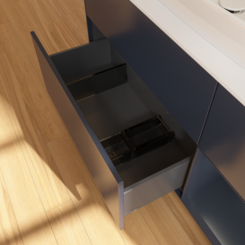 Тумба під раковину Villeroy & Boch Finion 120х50,1 см із підсвічуванням МДФ темно-синій матовий лак/скло біле матове G831HGHG