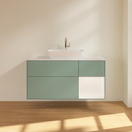 Тумба під раковину Villeroy & Boch Finion 120х50,1 см із підсвічуванням МДФ оливковий матовий лак/скло біле матове G831MTGM