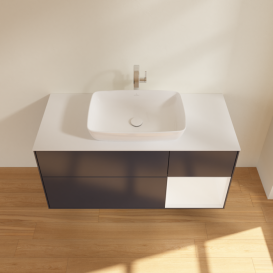 Тумба під раковину Villeroy & Boch Finion 120х50,1 см із підсвічуванням МДФ темно-синій матовий лак/скло біле матове G831MTHG