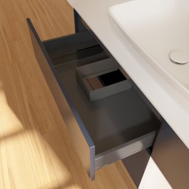 Тумба під раковину Villeroy & Boch Finion 120х50,1 см із підсвічуванням МДФ темно-синій матовий лак/скло біле матове G831MTHG