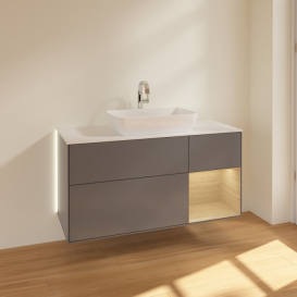 Тумба под раковину Villeroy & Boch Finion 120х50,1 см с подсветкой МДФ антрацит матовый лак/стекло белое матовое G831PCGK